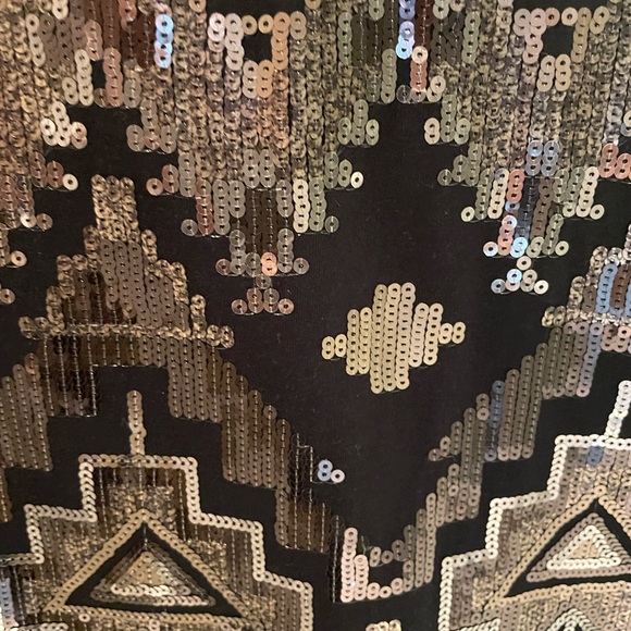 EXPRESS Aztec Tribal Boho Sequin Print Mini Skirt Size XS - Picture 5 of 6